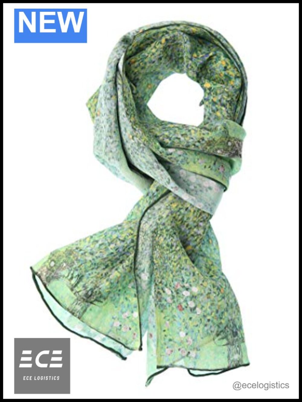 100% Silk Scarf Van Gogh Gauguin Monet Painted Fashion Wrap